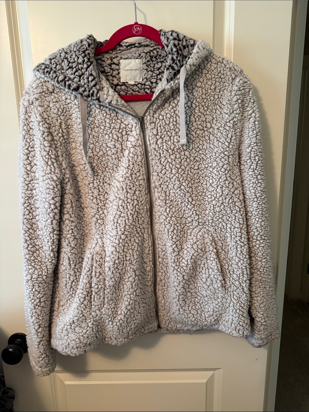 Thread & Supply Plush Sherpa Zip Hoodie in Light Gray